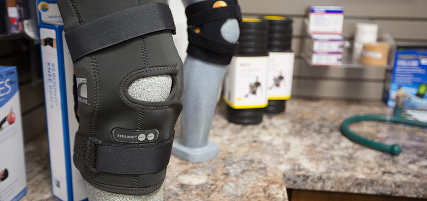 Knee braces on a mannequin